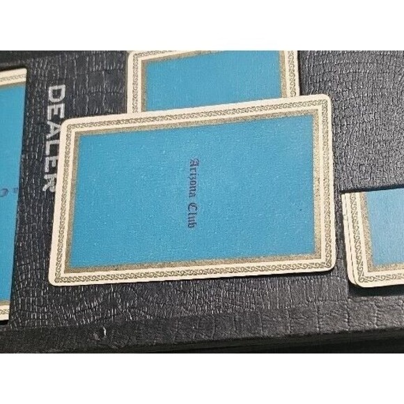 Vintage Bridge Board Complete Set Score Pencils Playing Cards Leather Card Box - Picture 6 of 12